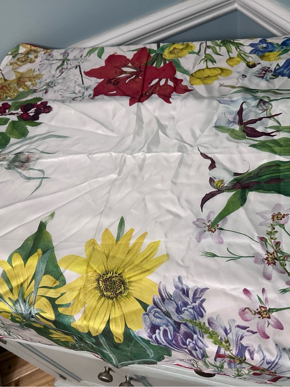 Floral Print silk scarf - Yellow & Multicolor